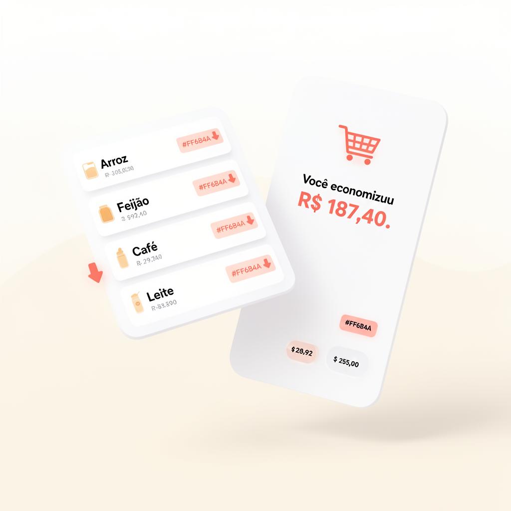 Lista de compras com comparação de preços entre supermercados